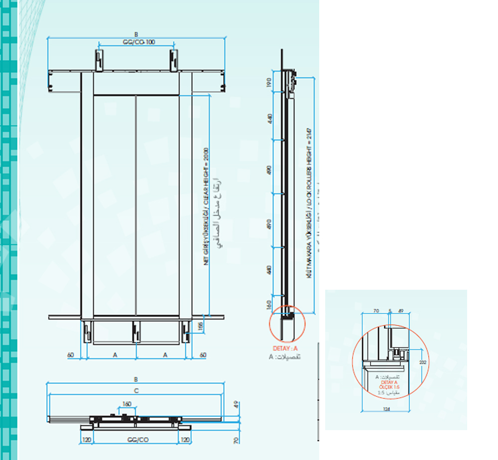 2 Panel Merkezi Kat Kapısı ürün görseli 4