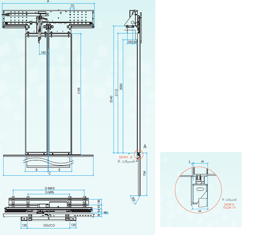 2 Panel Merkezi Kabin Kapısı (EN81-1) ürün görseli 4