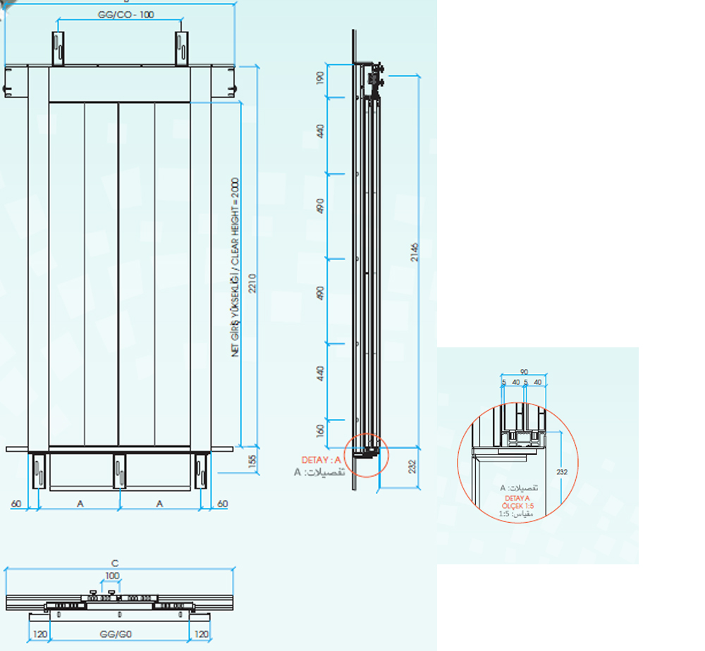 4 Panel Merkezi Kat Kapısı ürün görseli 4