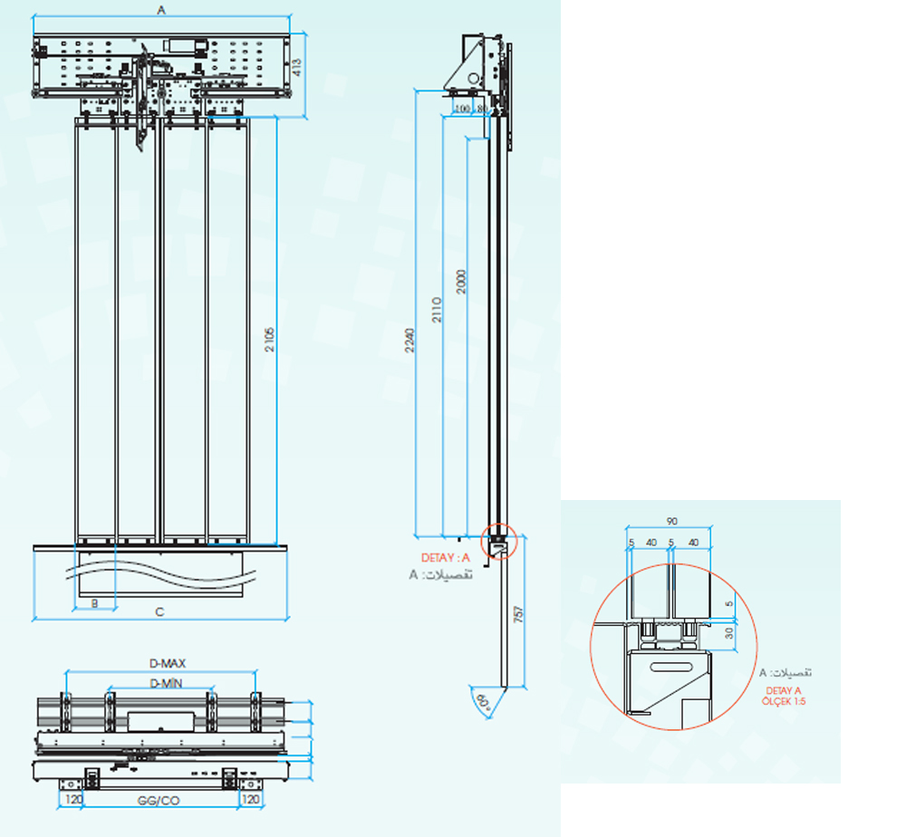 4 Panel Merkezi Kabin Kapısı (EN81-1) ürün görseli 4
