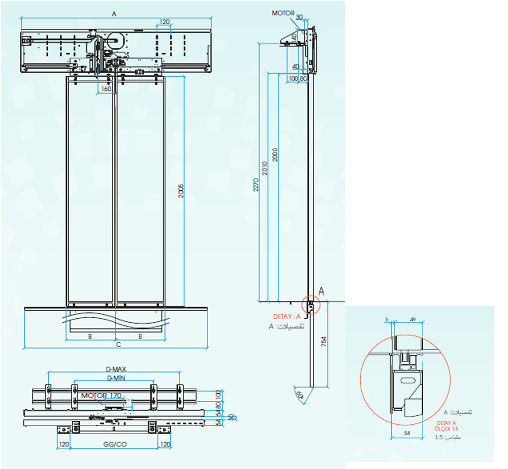 2 Panel Merkezi Kabin Kapısı (EN81-20) ürün görseli 3