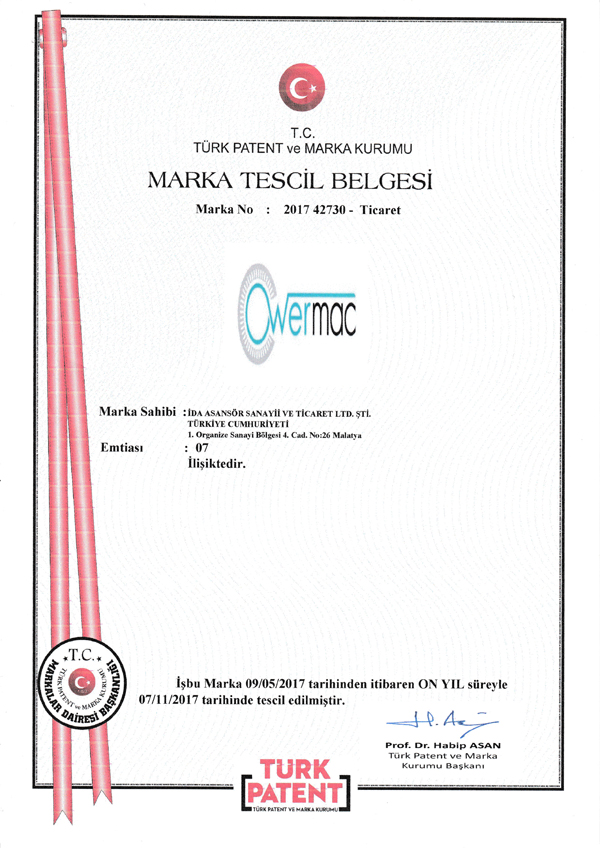 İDA Asansör kalite belgesi 16